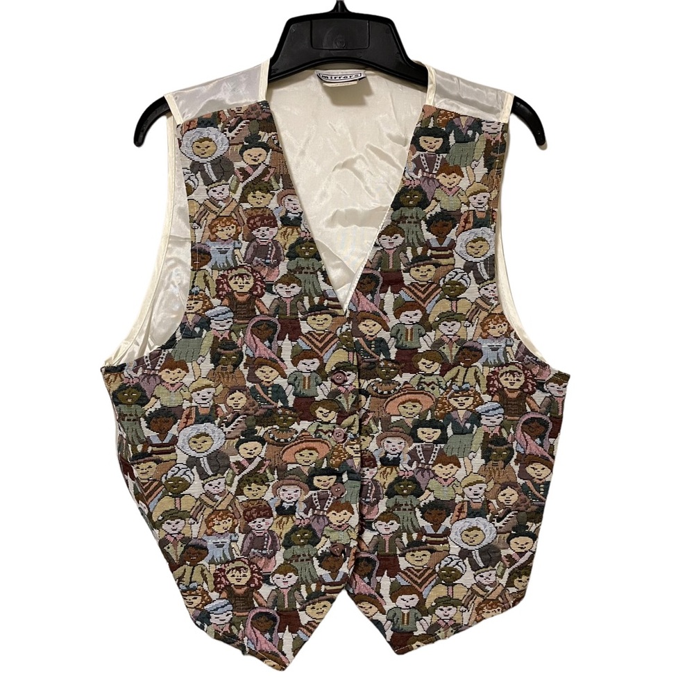 Vintage 90's Mirrors Children of the World Tapestry Vest
